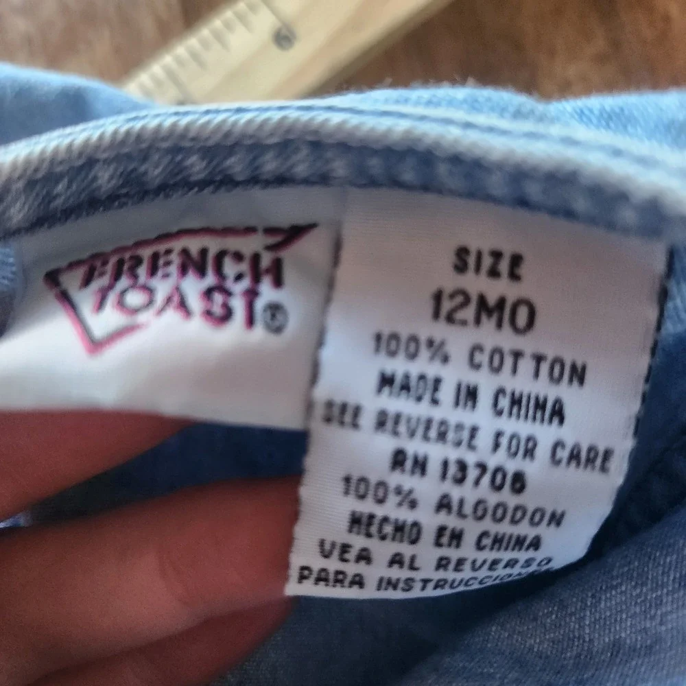 French Toast Denim‎ Pinafore Dress Baby Girls 12 Months Button Front Pocket - Picture 3 of 3